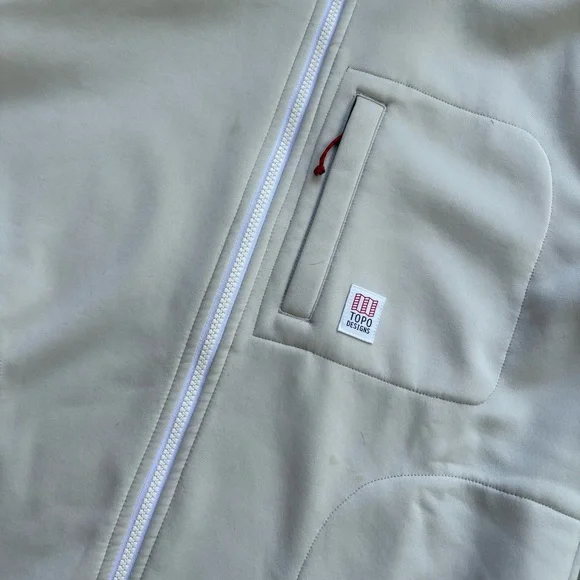 Topo Designs Full Zip Hooded Sweatshirt White Medium - Picture 6 of 6